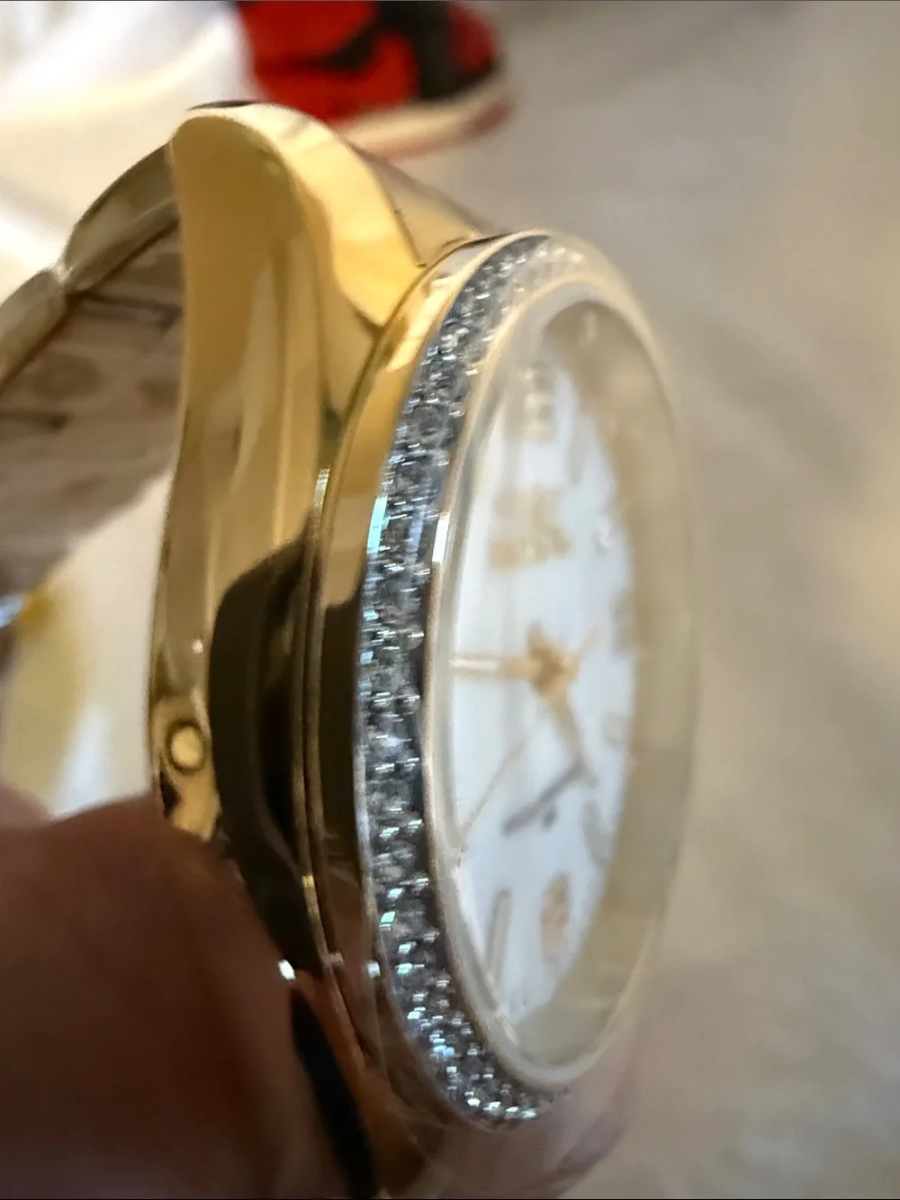 Invicta Gold and White Crystal-Accent Bracelet Watch